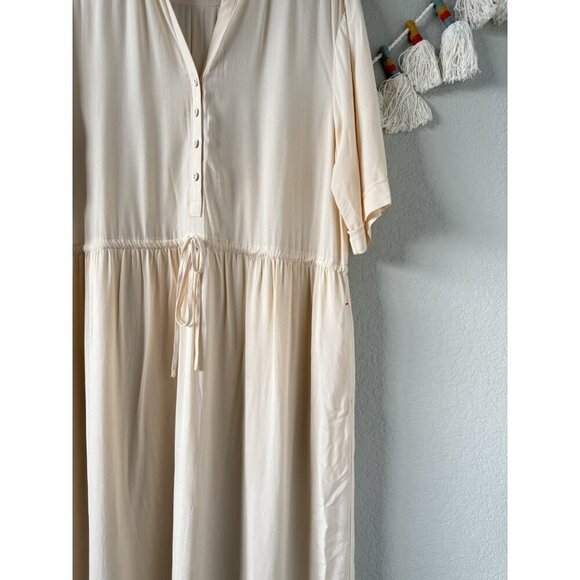 Uniqlo Ines De Fressange Aline Tie Waist Button Down Shirtdress Beige Neutral M - Picture 5 of 10